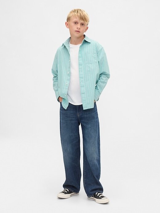 Camisa relajada de popelina de algodón orgánico para niños Camisa relajada de popelina de algodón orgánico para niños