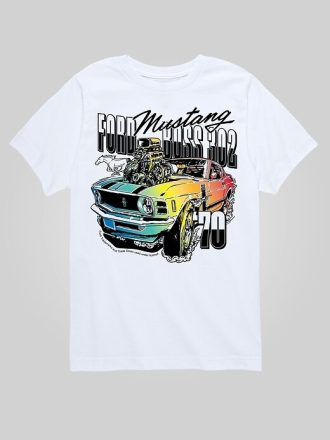 Camiseta gráfica de manga corta con arcoíris del Ford Mustang 1970 para niños Camiseta gráfica de manga corta con arcoíris del Ford Mustang 1970 para niños