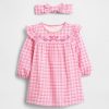 Conjunto de vestido de cuadros vichy para bebé Conjunto de vestido de cuadros vichy para bebé