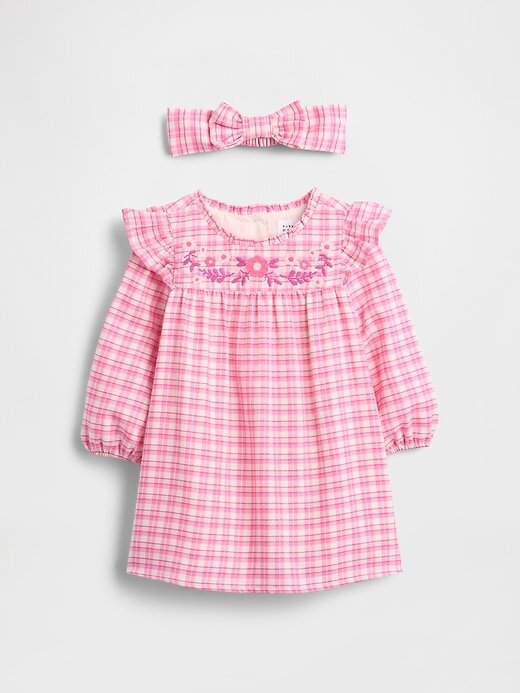 Conjunto de vestido de cuadros vichy para bebé Conjunto de vestido de cuadros vichy para bebé