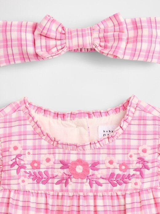 Conjunto de vestido de cuadros vichy para bebé Conjunto de vestido de cuadros vichy para bebé
