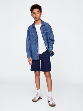 Pantalones cortos caqui holgados de 7″ para niños Pantalones cortos caqui holgados de 7″ para niños