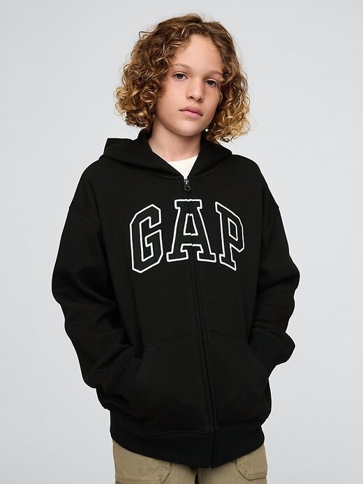 Sudadera con capucha y cremallera con logotipo suave vintage para niños Sudadera con capucha y cremallera con logotipo suave vintage para niños
