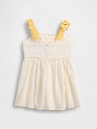 Vestido de bebé bordado con lazo en los hombros Vestido de bebé bordado con lazo en los hombros